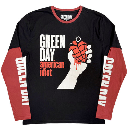 Green Day - American Idiot - Black & Red Layered Longsleeve  t-shirt