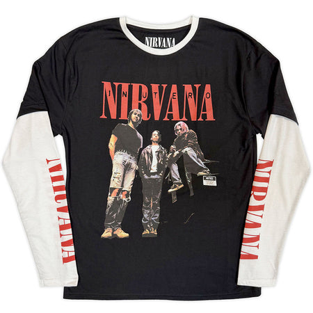 Nirvana - In Utero Band Photo- Black & White Layered Longsleeve  t-shirt