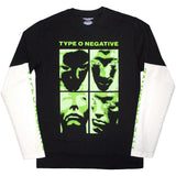 Type O Negative - Faces - Black & White Layered Longsleeve  t-shirt