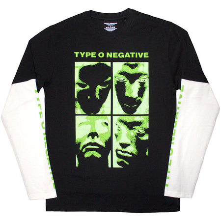 Type O Negative - Faces - Black & White Layered Longsleeve  t-shirt