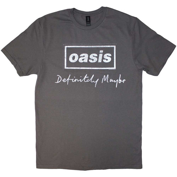 Oasis - Definitely Maybe Text Logo - Charcoal Grey T-shirt – burning ...