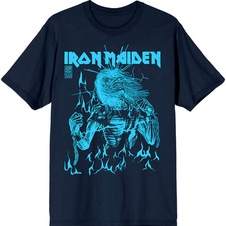 Iron Maiden - 50 Life After Death Flames Blue-Navy Blue t-shirt