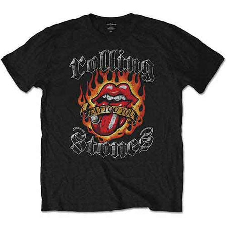 The Rolling Stones - Flaming Tattoo Tongue - Black  t-shirt