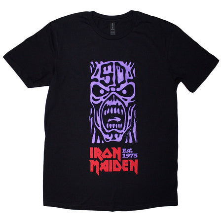 Iron Maiden - Est 1975 Stamp Logo Purple - Black t-shirt