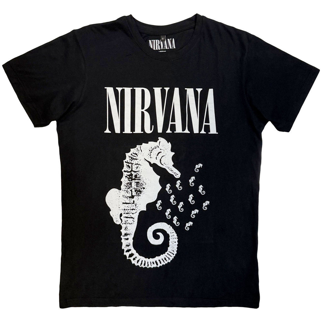 Nirvana - Seahorse & Logo Mono - Black Carbon t-shirt