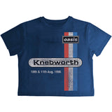 Oasis - Knebworth '96 - Ladies Navy Blue Crop Top t-shirt