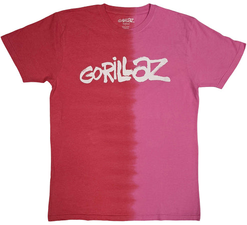 Gorillaz - Two Tone Brush Logo - Dye Wash Red t-shirt