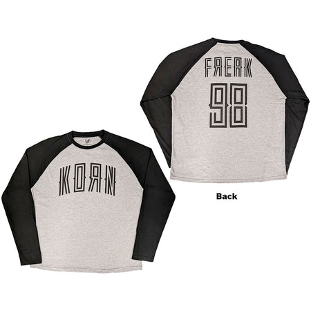Korn - Freak '98 -  Black & Grey Raglan Baseball Jersey t-shirt