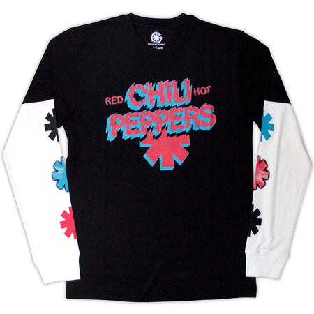 Red Hot Chili Peppers - Shock Logo - Black & White Layered Longsleeve  t-shirt