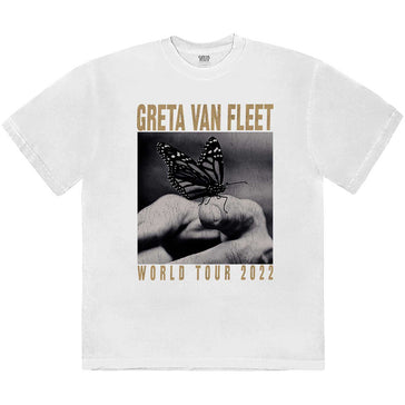 Greta Van Fleet - World Tour Butterfly - White  t-shirt