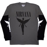 Nirvana - In Utero Mono -  Grey & Black Layered Longsleeve  t-shirt