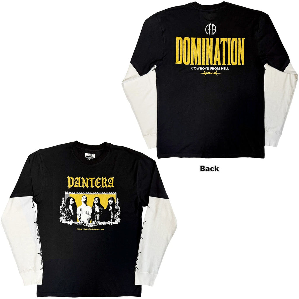 Pantera - texas To Domination - Black & White Layered Long sleeve  t-shirt