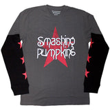 Smashing Pumpkins - Star Logo - Charcoal Grey & Black Layered Longsleeve  t-shirt
