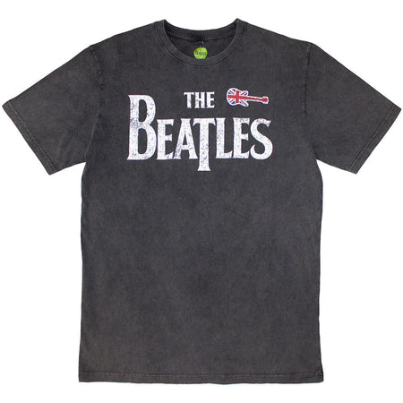 The Beatles -  Guitar & Drop T - Charcoal Grey Stone Wash t-shirt