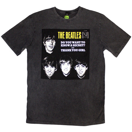 The Beatles -  VJ Secret Sleeve - Charcoal Grey Stone Wash t-shirt