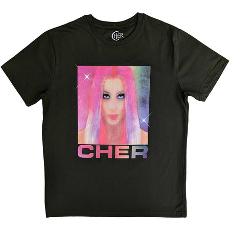 Cher - Pink Hair - Green t-shirt
