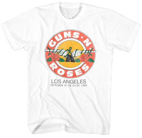 Guns N Roses - LA 1989 Roses Logo - White   t-shirt