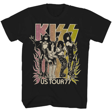 Kiss - US Tour '77 Gradient - Black  t-shirt
