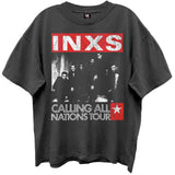 INXS -  Calling All Nations Tour - Black Enzyme Wash Retro Style  t-shirt