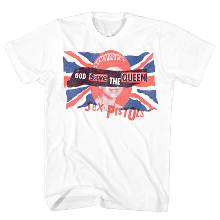 Sex Pistols - God Save The Queen-front & back - White  t-shirt