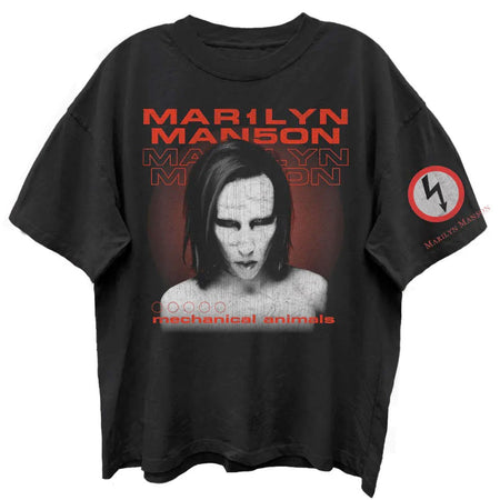 Marilyn Manson - Mechanical Animal- Black Enzyme Wash Retro Style  t-shirt