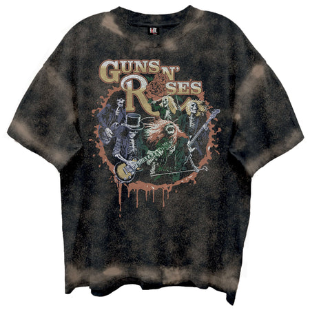 Guns N Roses - Skeletons Live - Brown Spray Wash Retro Style  t-shirt