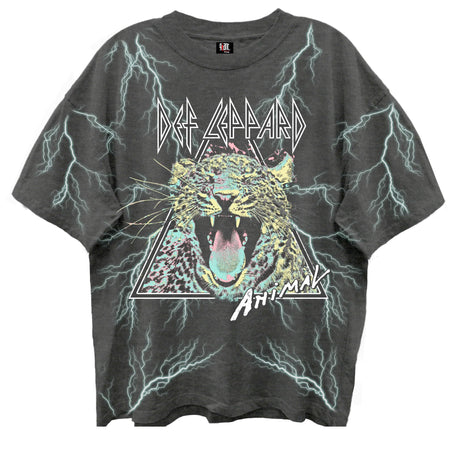 Def Leppard - Animal All Over -  Black Enzyme Wash Retro Style  t-shirt