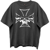 Danzig - Iron Cross - Black Enzyme Wash Retro Style  t-shirt