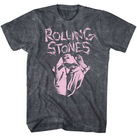 Rolling Stones - Logo - Black Mineral Dye Wash  t-shirt