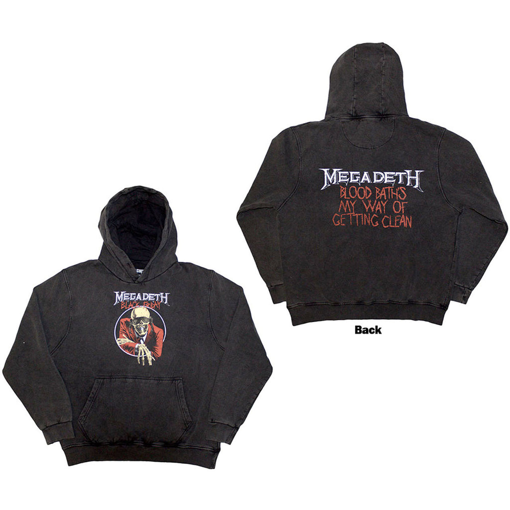 Megadeth - Black Friday - Charcoal Grey Stone Wash  Hooded Sweatshirt