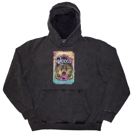 Queen - A Night At The Opera Tour '76 - Charcoal Grey Stone Wash  Hooded Sweatshirt
