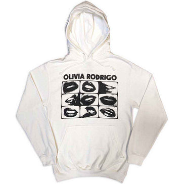 Olivia Rodrigo - Threshold Lips Grid - White Hooded Sweatshirt