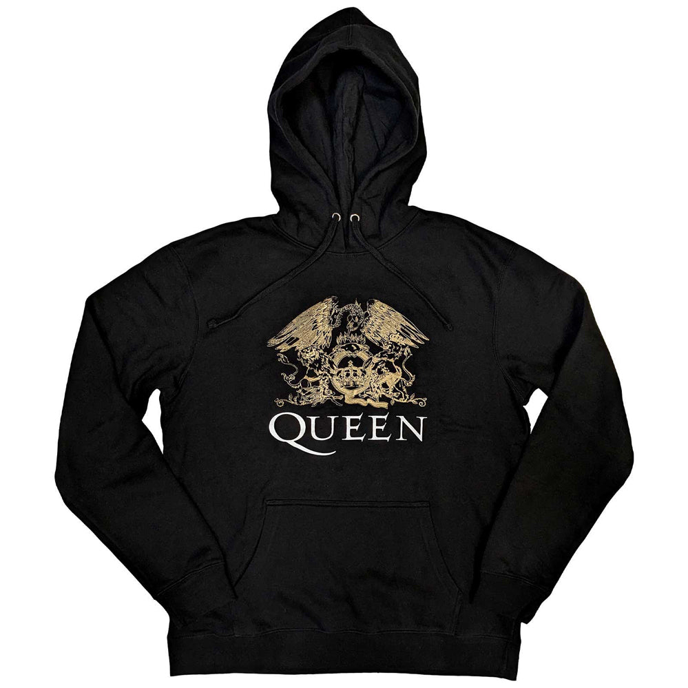 Queen -Crest - Pullover Black Hooded Sweatshirt