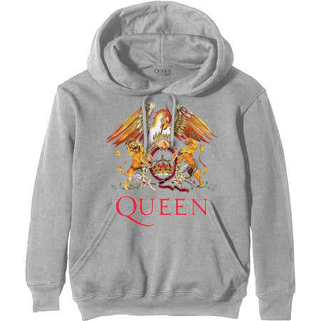 Queen -Classic Crest - Pullover Grey Hooded Sweatshirt