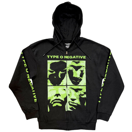 Type O Negative - Faces - Black Zipped  Hooded Sweatshirt