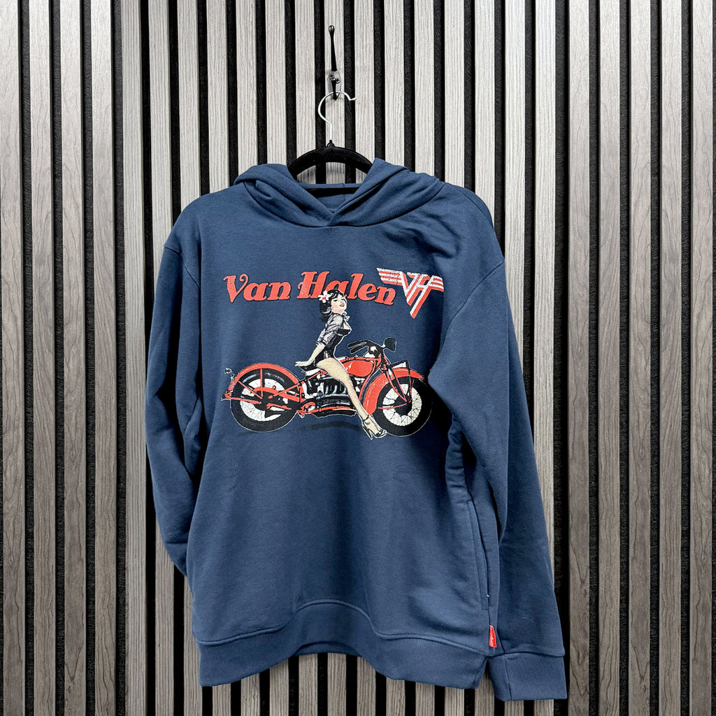 Van Halen - Pinup Motorcycle - Unplugged Ltd  Edition Navy Blue Hooded Sweatshirt