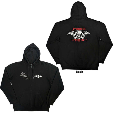 Avenged Sevenfold - Dead Head w/backprint - Zipped Black Hooded Sweatshirt