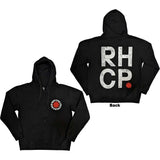 Red Hot Chili Peppers - Red Asterisk w/backprint - Zipped Black Hooded Sweatshirt