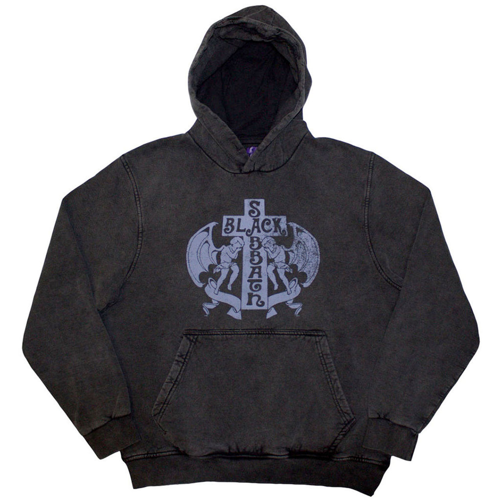 Black Sabbath - Angels - Charcoal Grey Stone Wash  Hooded Sweatshirt