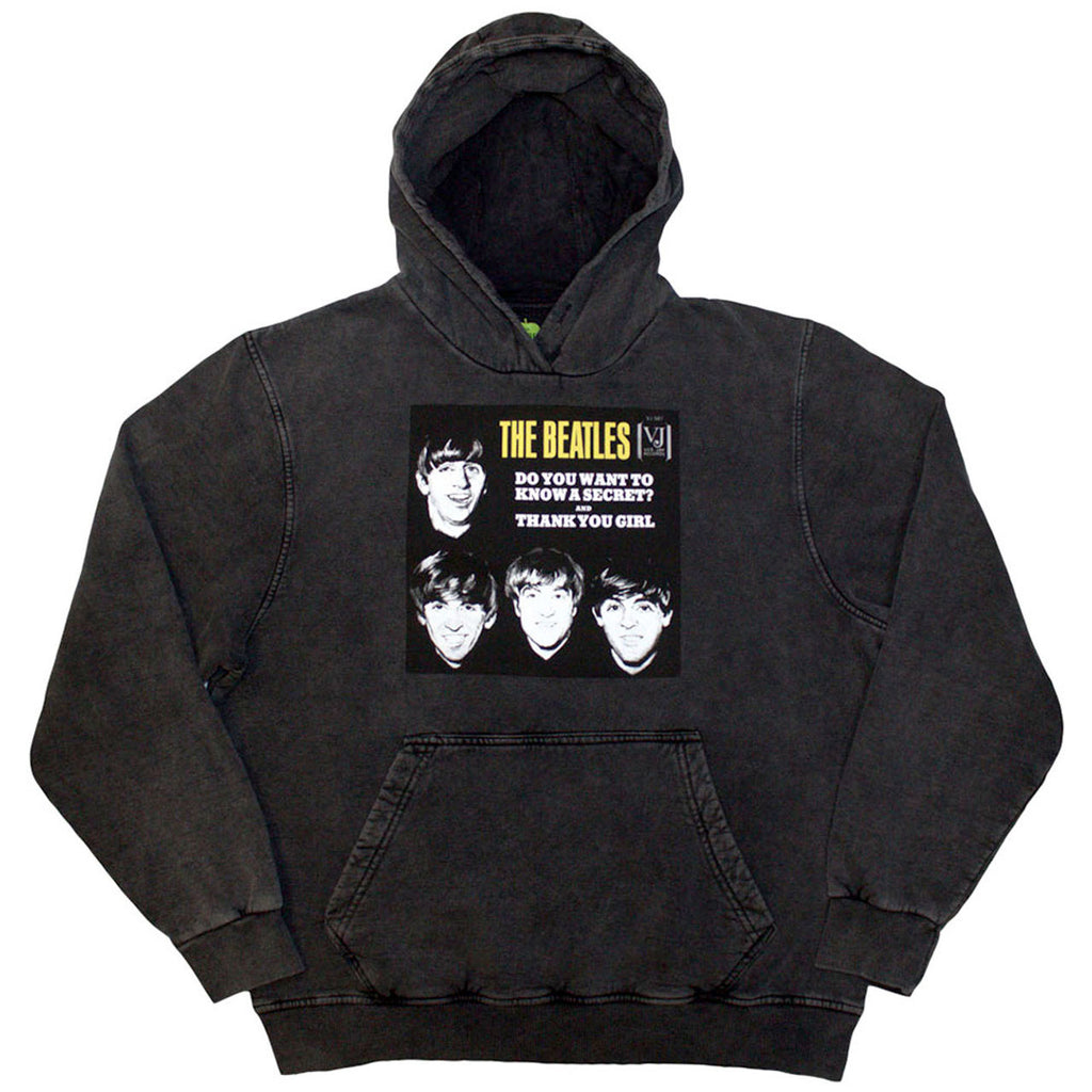 The Beatles - VJ Secret Sleeve - Charcoal Grey Stone Wash  Hooded Sweatshirt