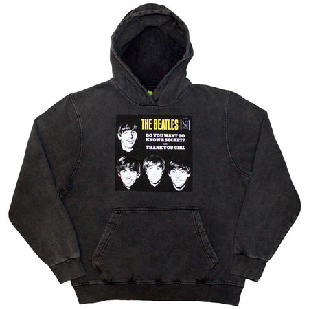 The Beatles - VJ Secret Sleeve - Charcoal Grey Stone Wash  Hooded Sweatshirt