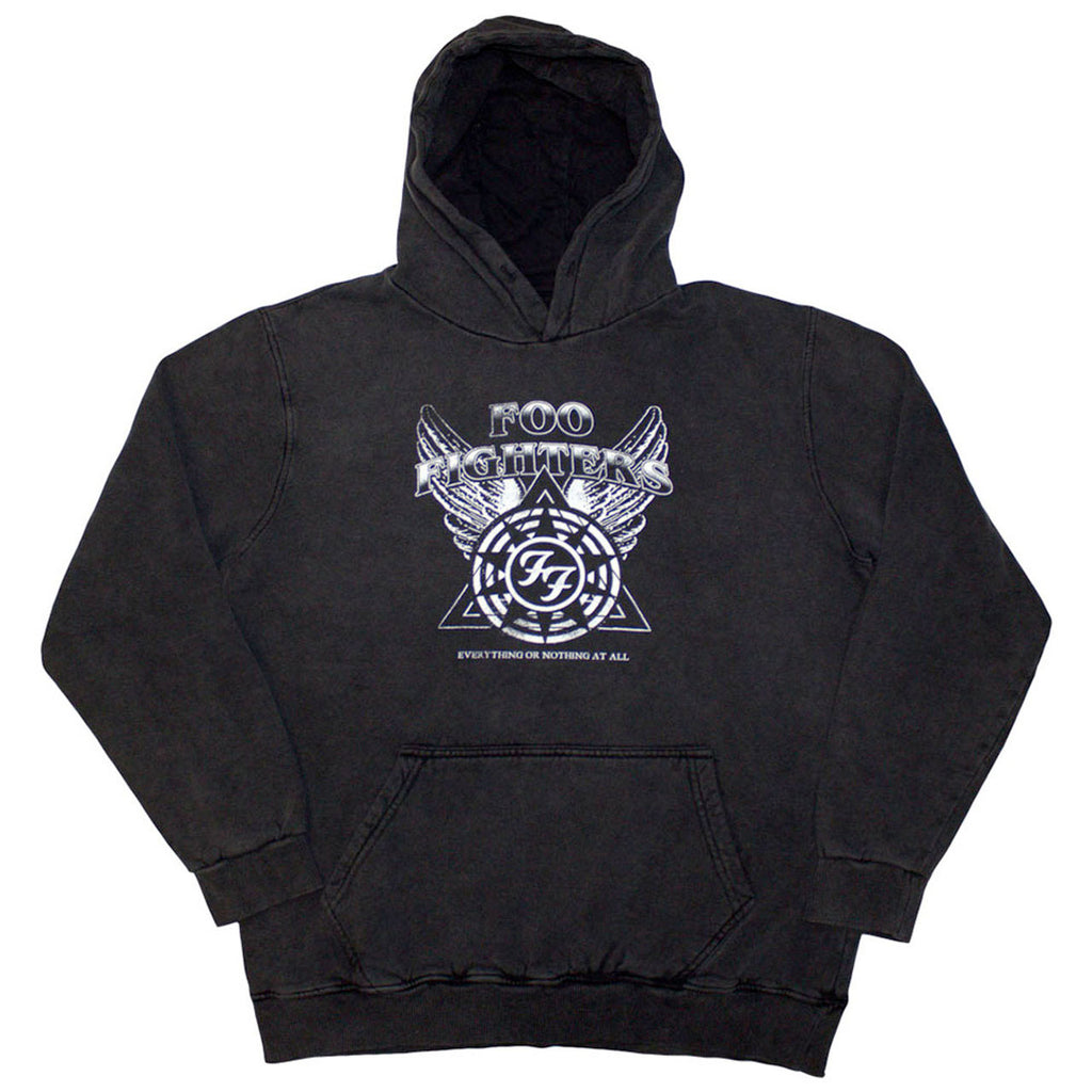 Foo Fighters - Everything Or Nothing At All - Charcoal Grey Stone Wash  Hooded Sweatshirt