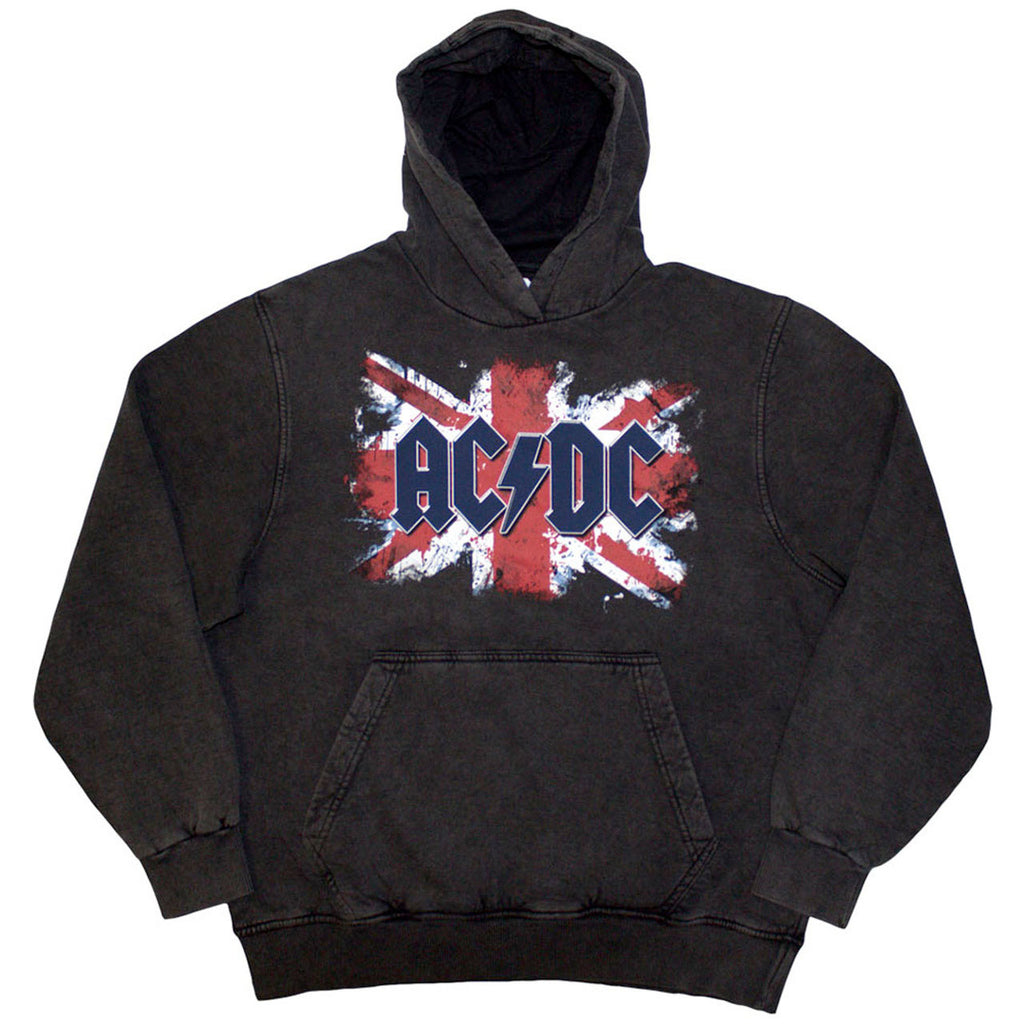 AC/DC - Flag - Charcoal Grey Stone Wash  Hooded Sweatshirt