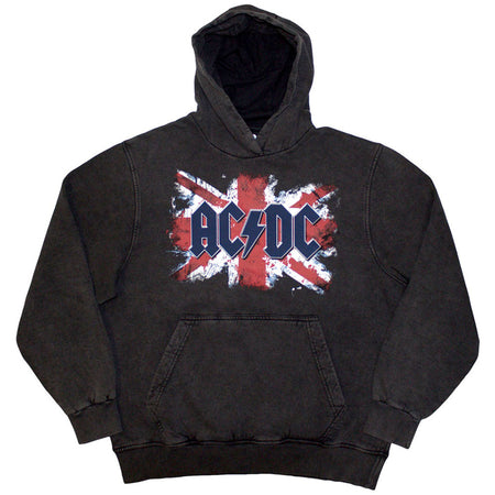 AC/DC - Flag - Charcoal Grey Stone Wash  Hooded Sweatshirt