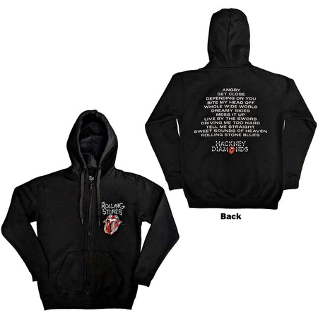 Rolling Stones - Hackney Diamonds Tracklist-Zip Black Hooded Sweatshirt