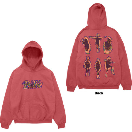 Billie Eilish - Silhouettes with Backprint - Red  Hooded Sweatshirt