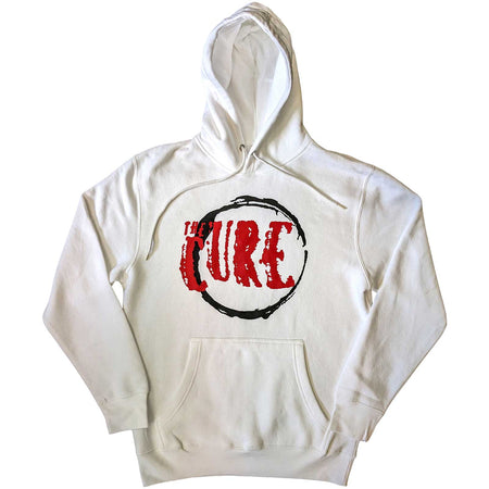 The Cure - Circle Logo - Pullover  White Hooded Sweatshirt