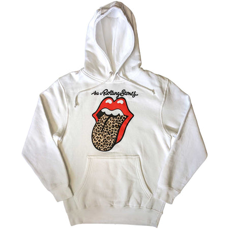 The Rolling Stones - Leopard Tongue - Pullover  White Hooded Sweatshirt