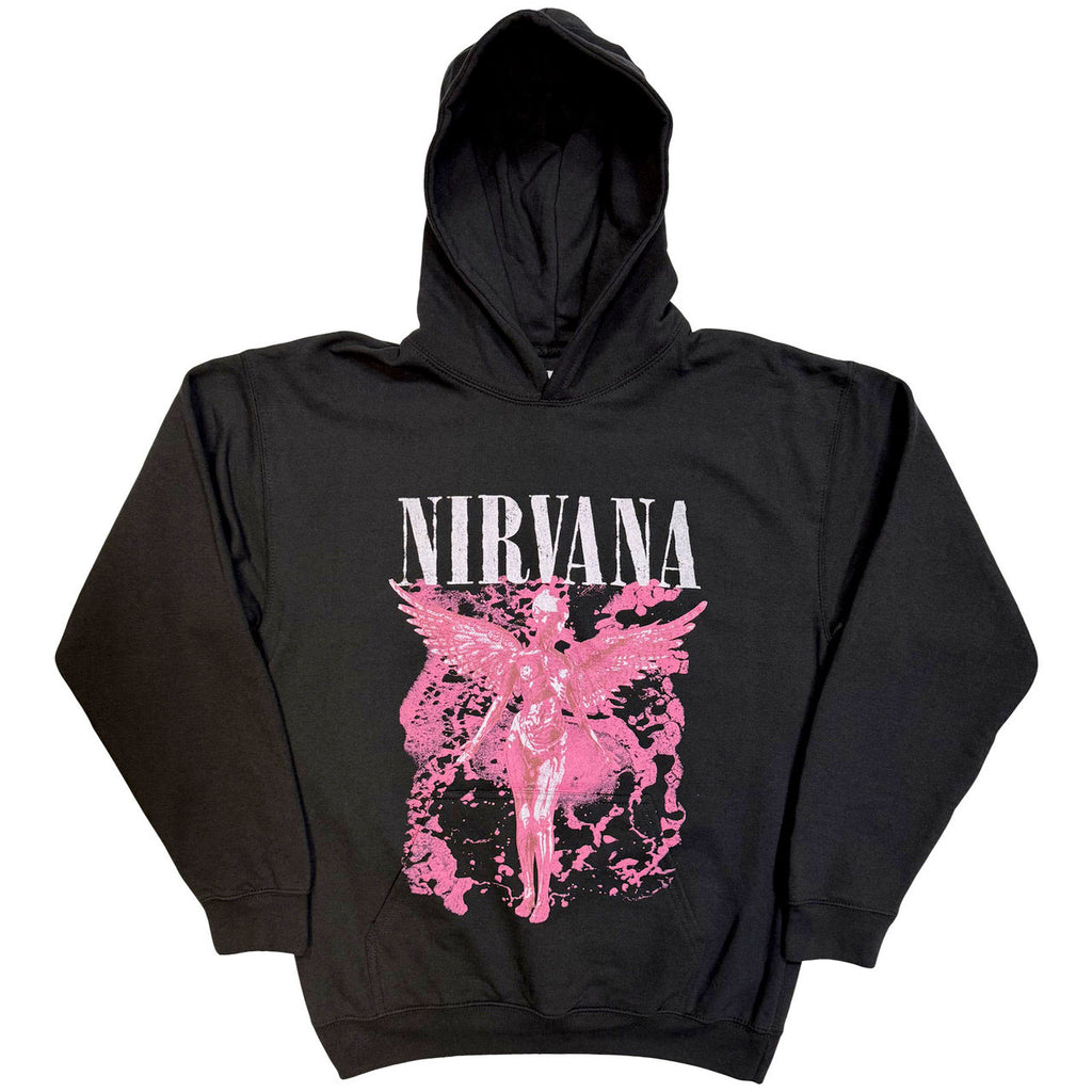 Nirvana - Angel Red - Pullover Black Hooded Sweatshirt