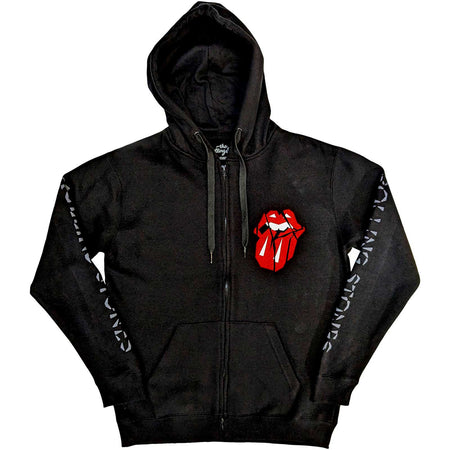 Rolling Stones - Hackney Diamonds Shattered Tongue-Zip Black Hooded Sweatshirt